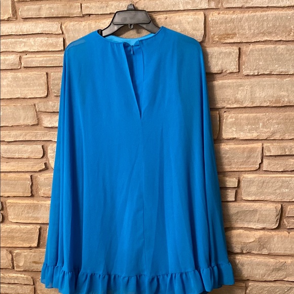 NWT Mac Duggal Long-Sleeve High-Neck Mini Cape Formal Dress SZ 0 - Picture 13 of 17